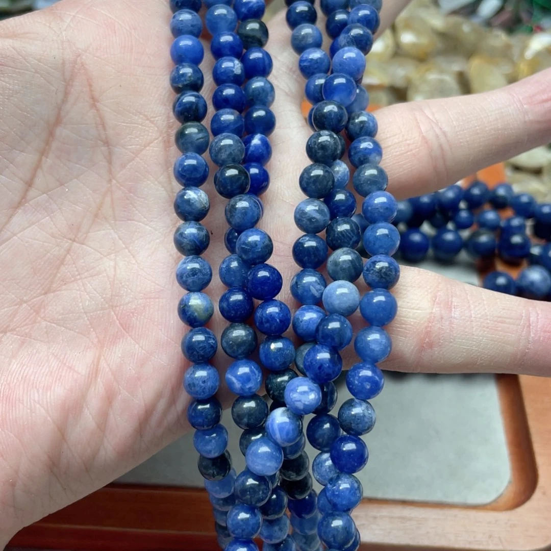 玛瑙/玉髓合金珠宝半成品一条6mm蓝纹石