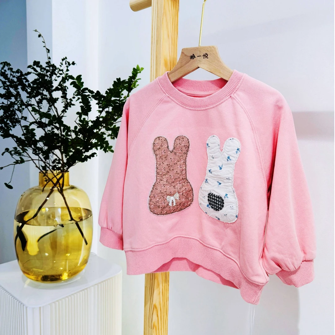 【萌萌兔】SYY008儿童春秋款女宝粉色萌萌兔T恤洋气韩版女童时尚