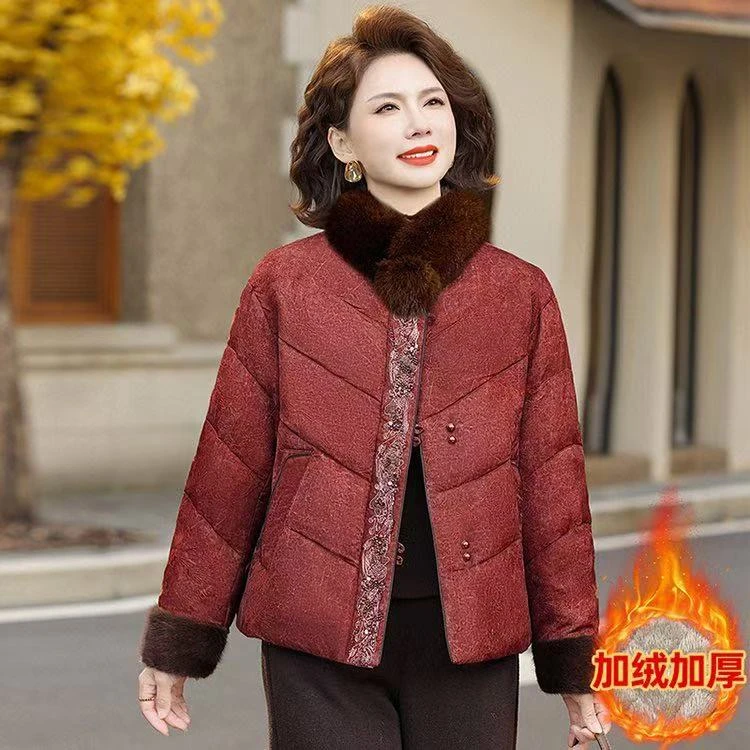 2025新款新中式加绒保暖国风百搭外套休闲网红新中式妈妈装冬季
