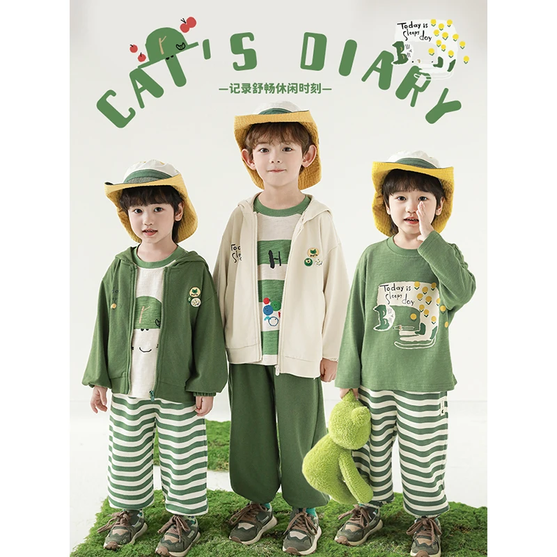 【25年春一波】男童宝宝春季洋气舒适 清新猫咪日记系列裤子N5651