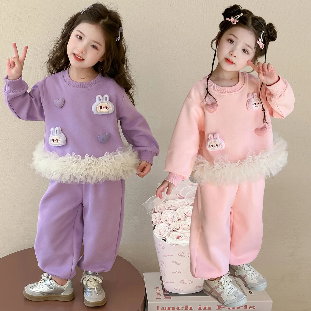 女童拉布布套装洋气儿童休闲卫衣两件套小女孩宝宝春秋装2025新款