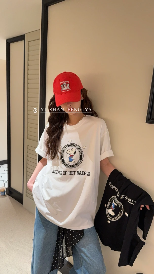 8002圆圈小狗时尚休闲百搭短袖T恤