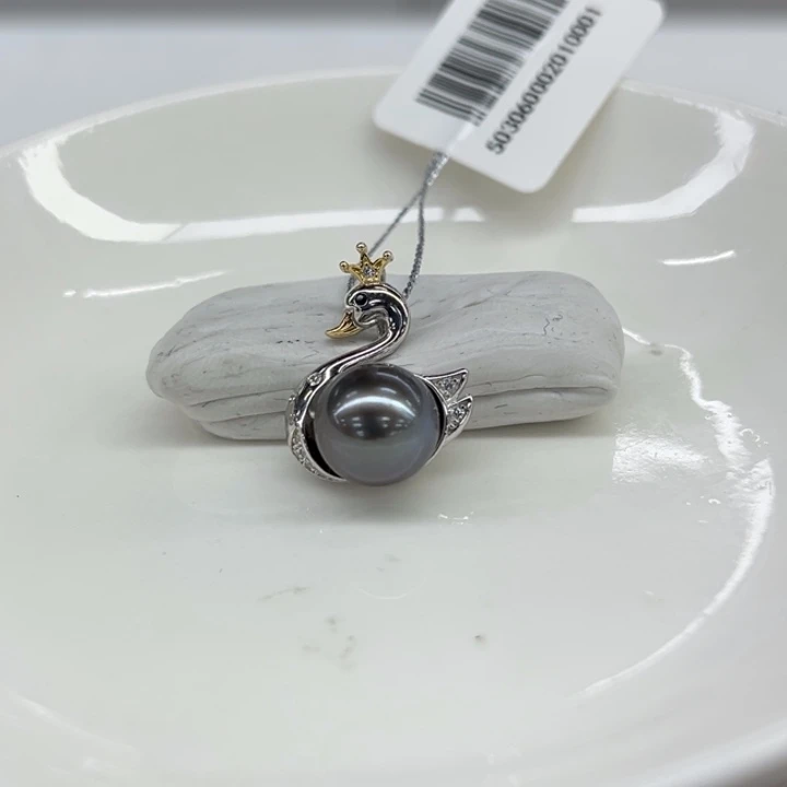 银S925镶嵌耳饰海水珍珠9-10mm