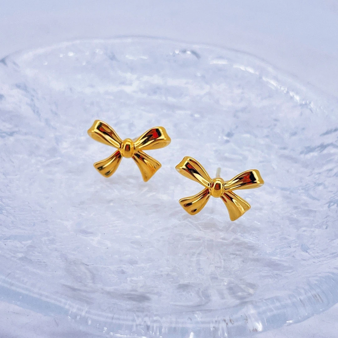 足金999 黄金蝴蝶结金耳钉2.52 2411018612