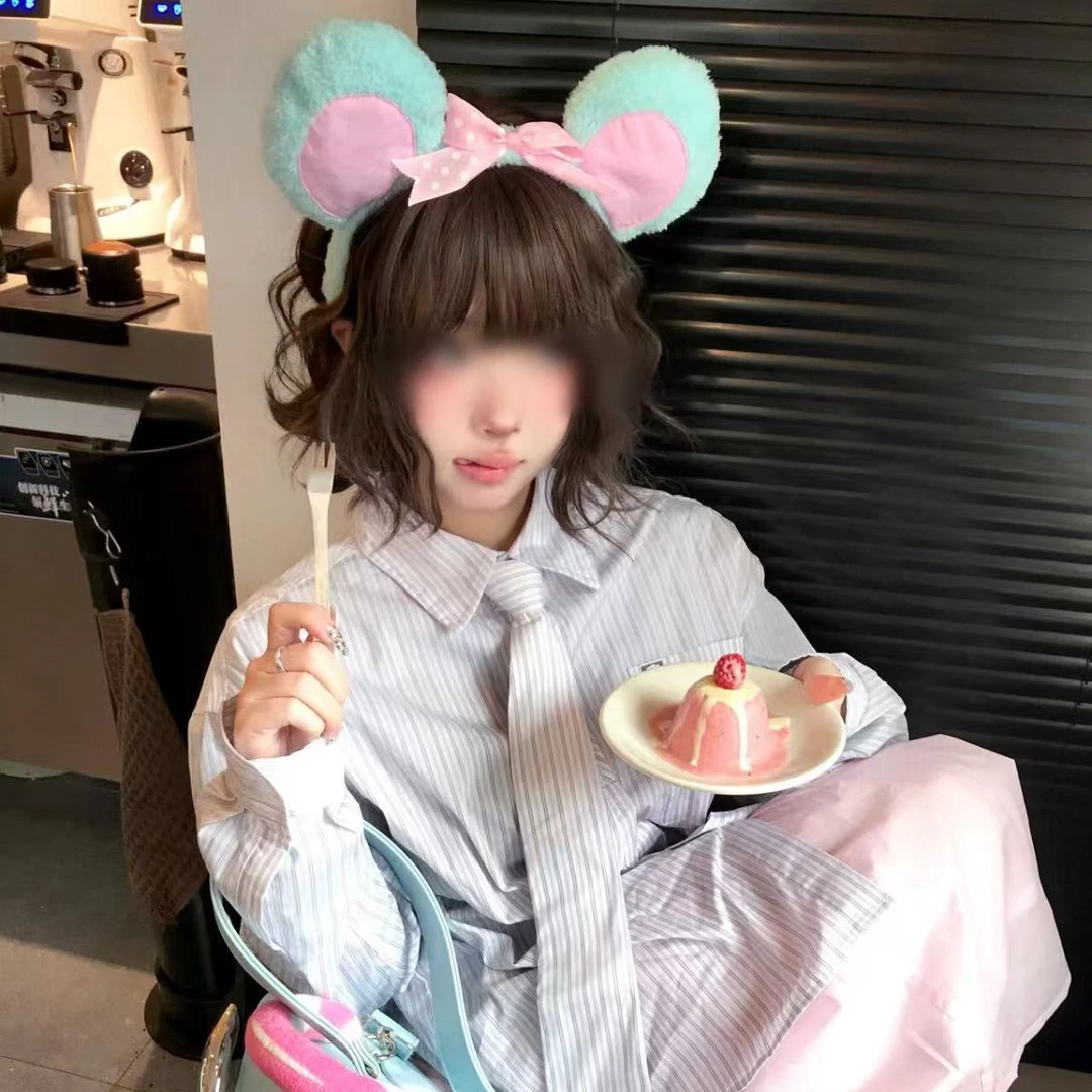 爆款超萌卡通鼠鼠头箍毛绒耳朵发箍甜美可爱蝴蝶结心头少女心