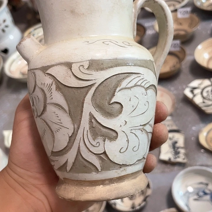 瓷片钓**夫五大名窑瓷器摆件