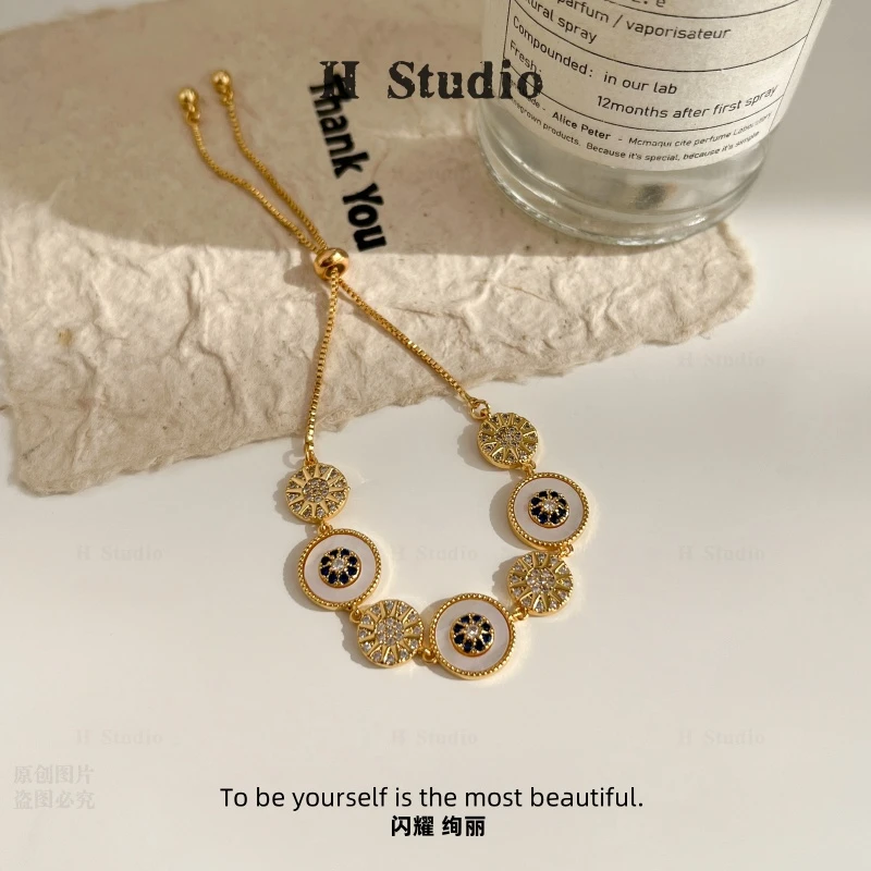 铜合金合成锆石手链 S1285 <·海神波塞冬·> 高级感法式简约 抽拉