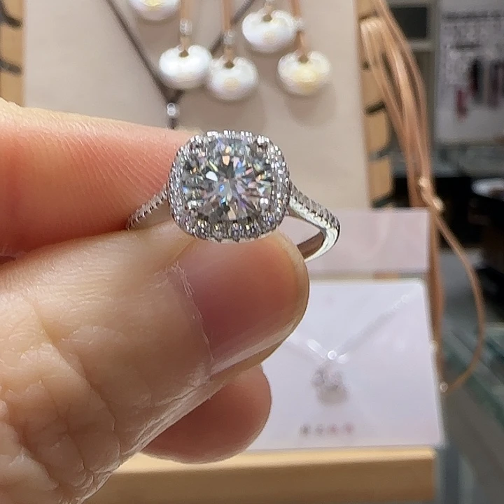 925银锆石小方糖戒指