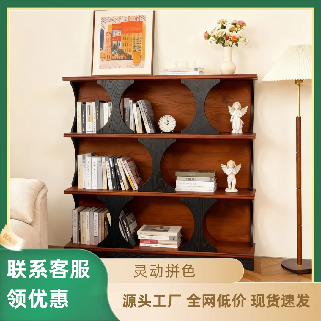 漫玉哈德柜纯实木半墙书柜书架柜收纳柜展示柜玄关柜落地柜客厅