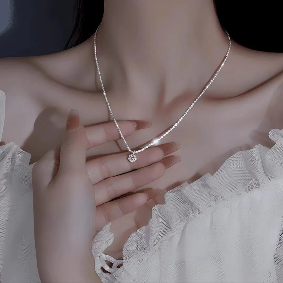 铜合金项链 韩版时尚轻奢满天星项链送女友七夕坠链法式ins