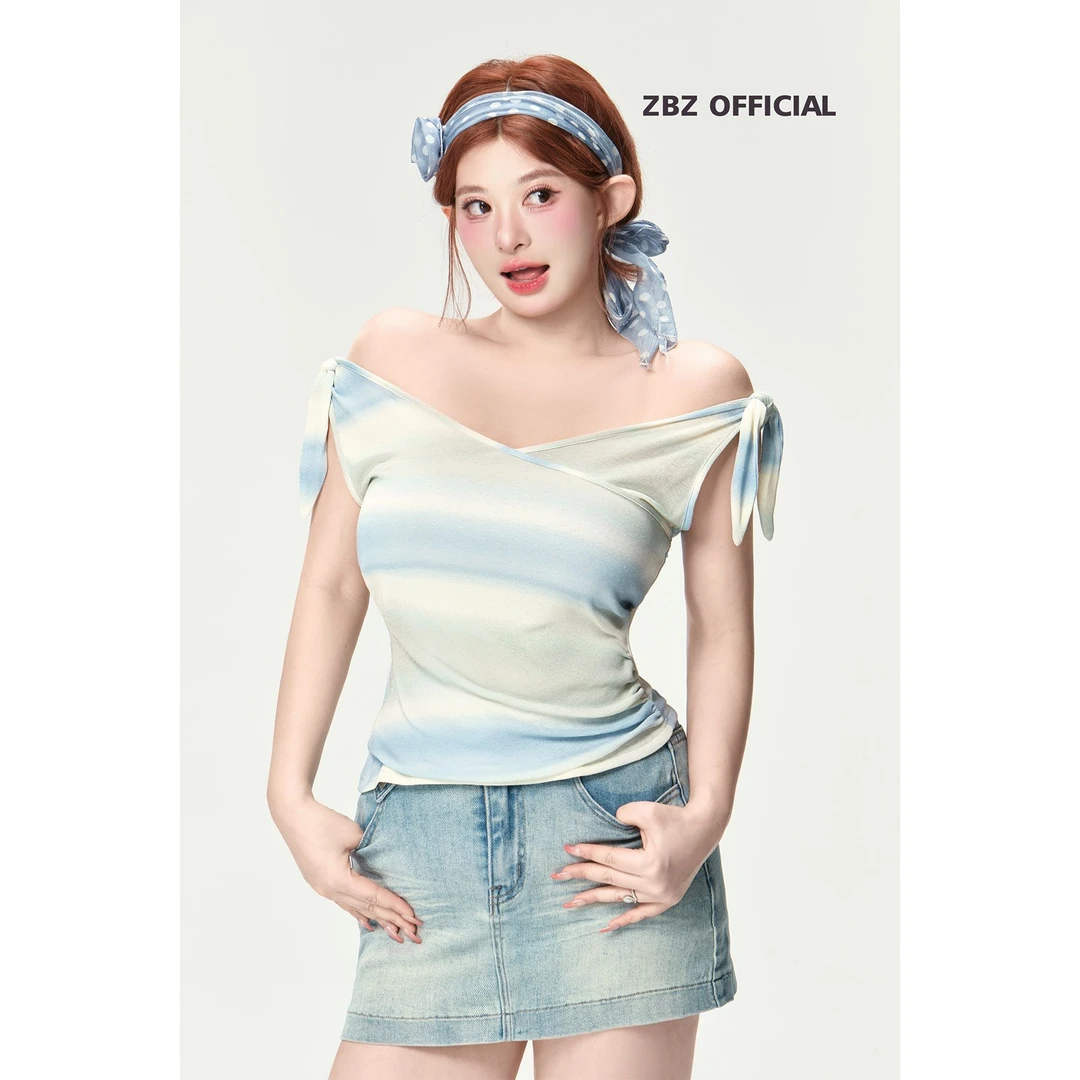 设计师专线|抹茶蓝椰T|透氧面料升级多丽丝纯欲T恤上衣ZTTP2888