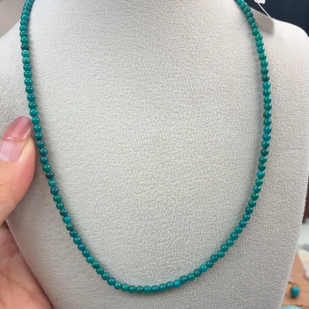 绿松石银S925镀金镶嵌颈饰