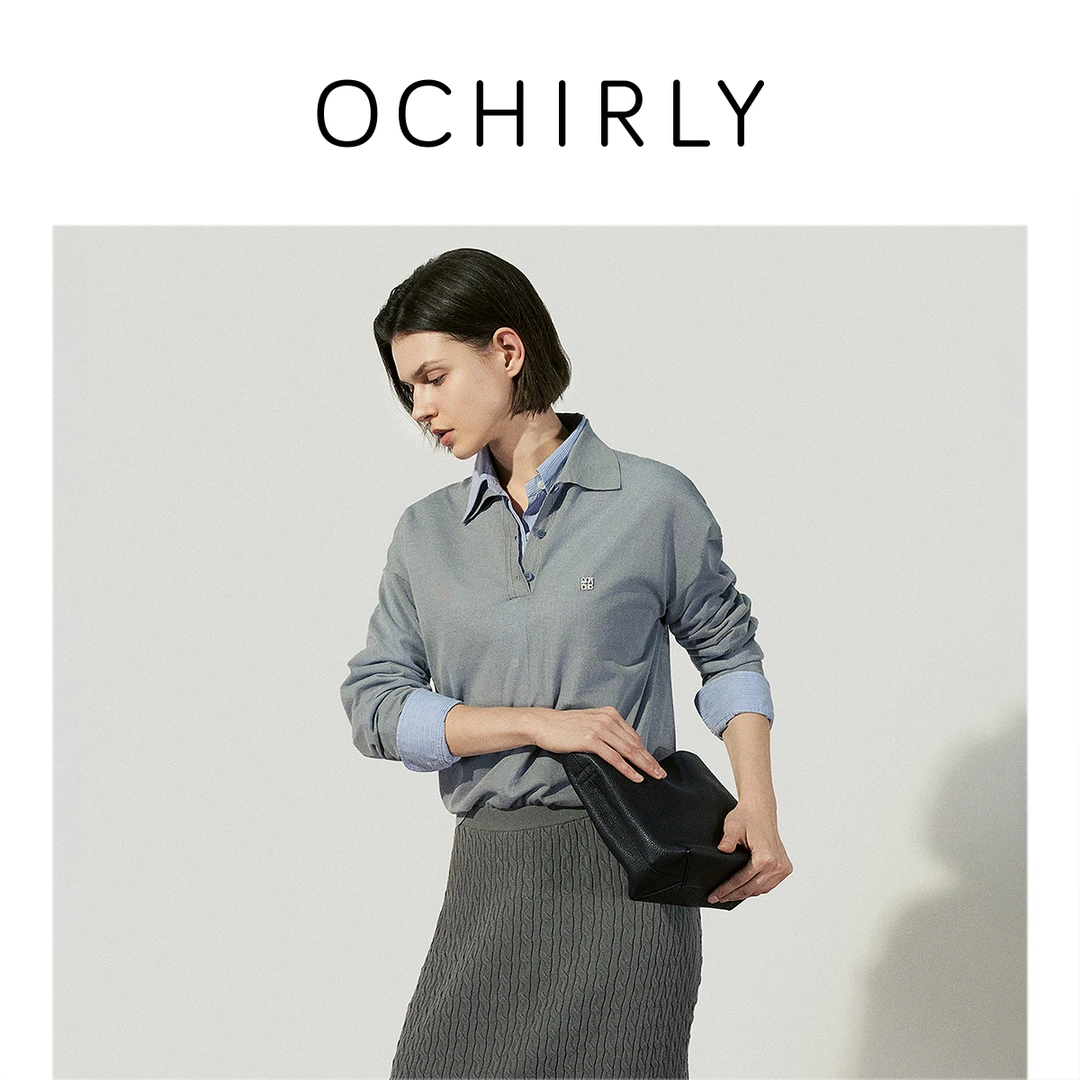 OCHIRLY欧时力Polo领套头针织衫女上衣内搭休闲透气25春