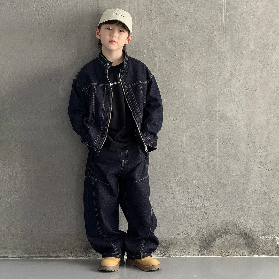 儿童装男童秋装牛仔套装2025新款春秋款中大童外套秋季酷帅气时髦