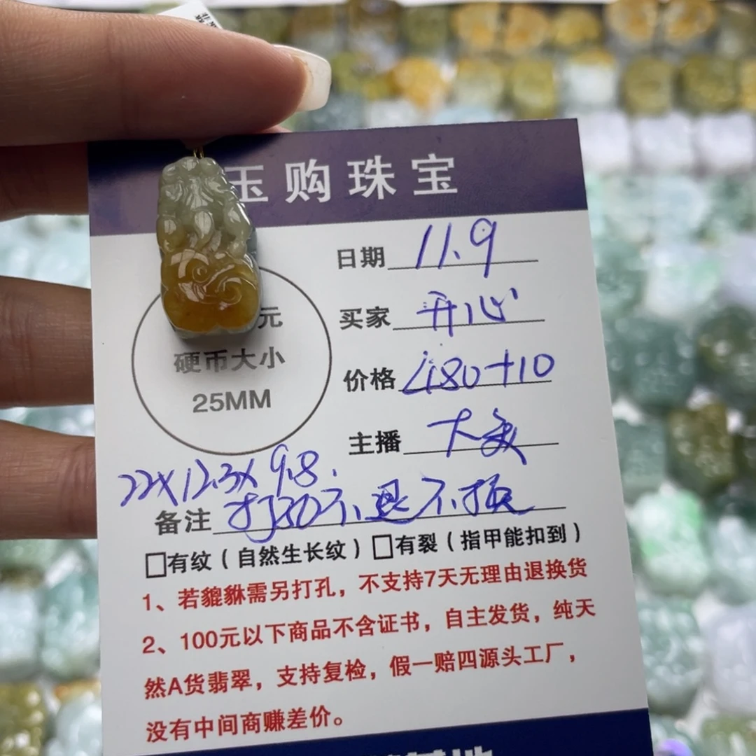 用***好翡翠未镶嵌颈饰貔貅