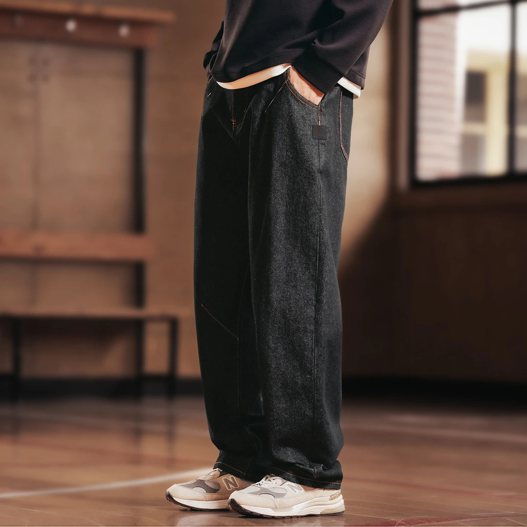 格蓝鹿美式复古水洗做旧男士牛仔裤2025秋季新款宽松直筒休闲裤子