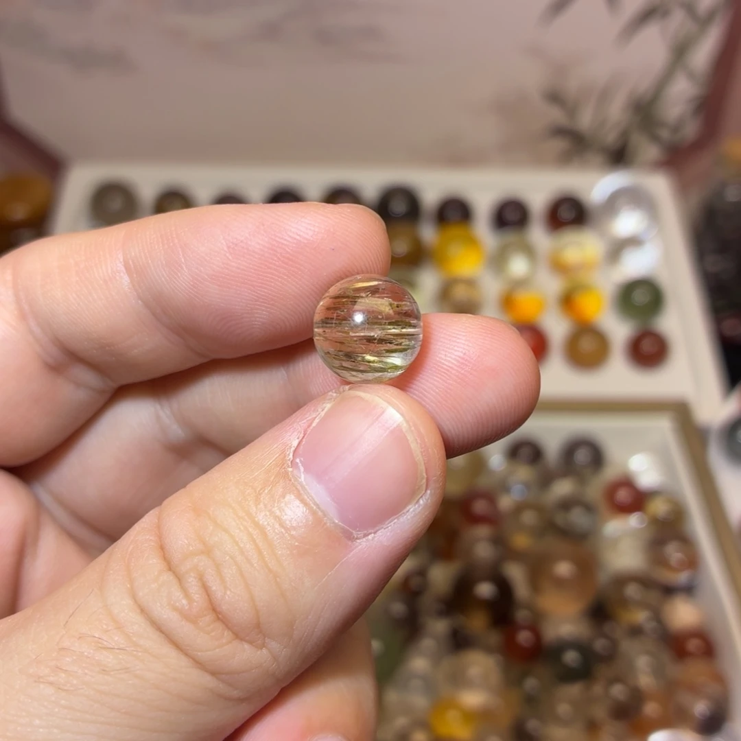 水晶手串未镶嵌11mm+黑金超七