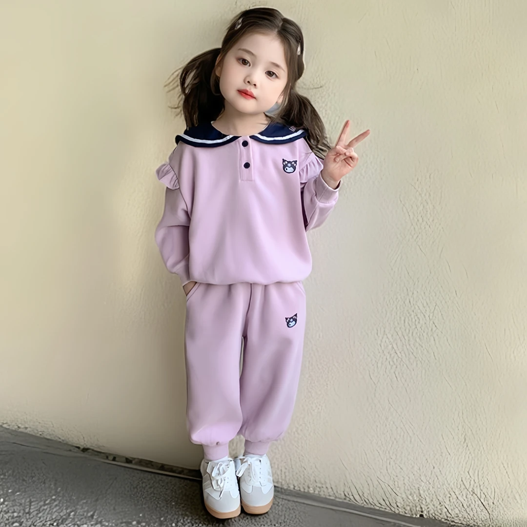女童韩版套装秋季儿童女孩休闲风长袖长裤可爱卡通洋气时尚两件套