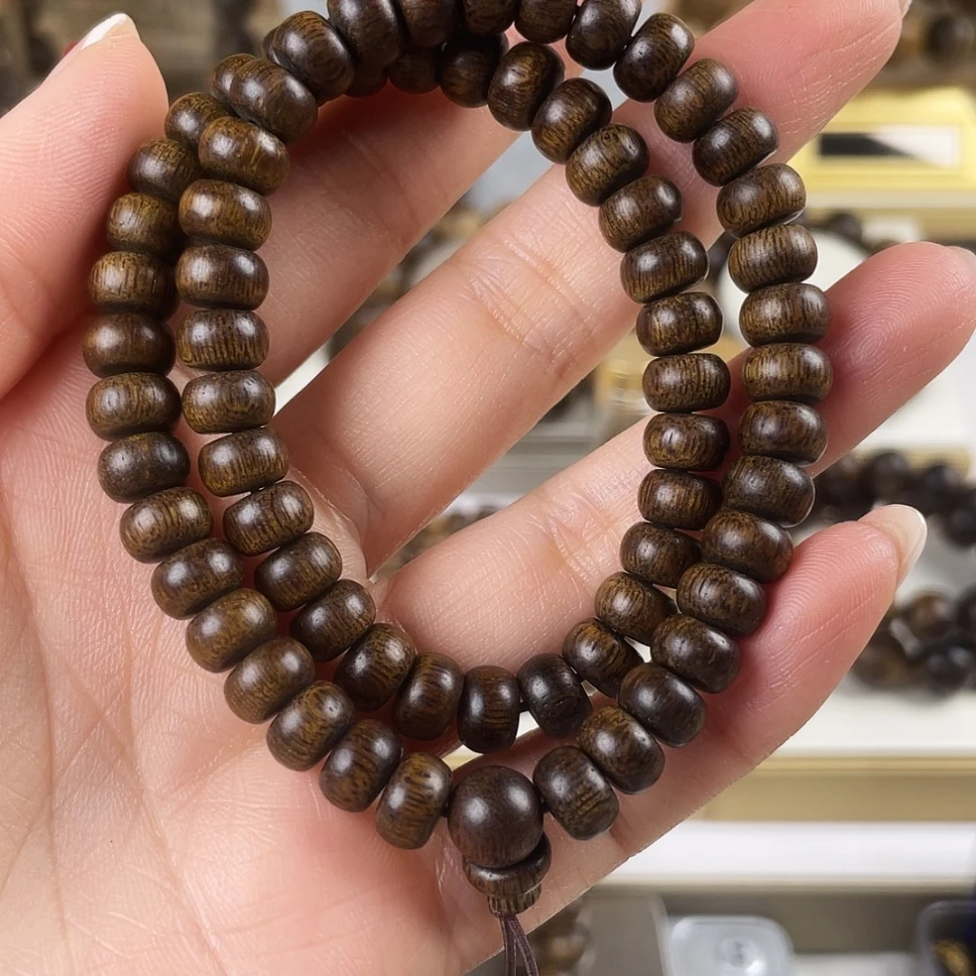 沉香手串越南芽庄老白棋窖藏古董玉化瘤疤0.8
