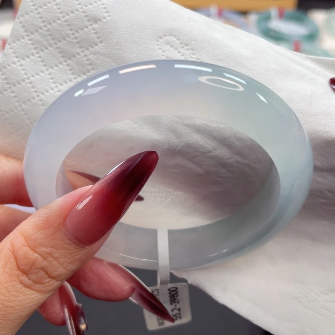 未镶嵌手镯翡翠58号55.2冰胶起光淡春彩