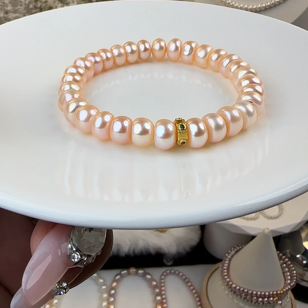 未镶嵌淡水珍珠手绳8-9mm微微瑕