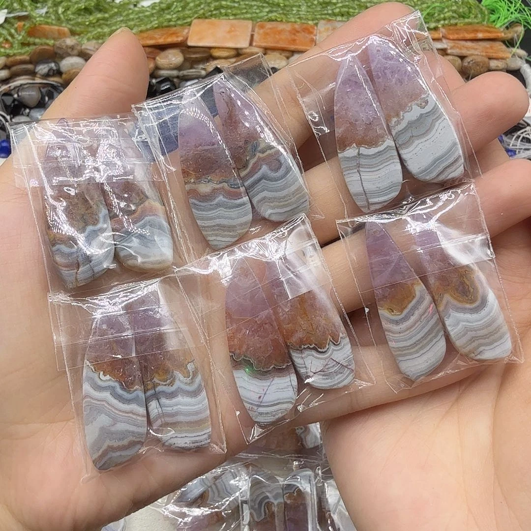 未镶嵌水晶珠宝半成品13×38极光玛恼对石一对