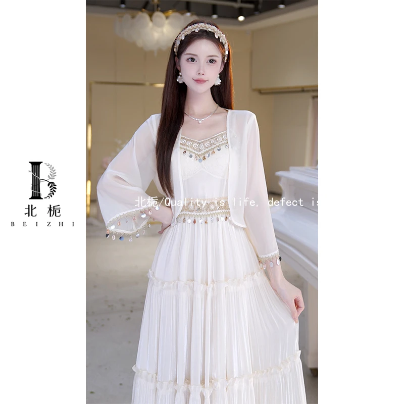 【北栀】【西域律动】重工刺绣拼接吊带连衣裙度假裙814335+814378