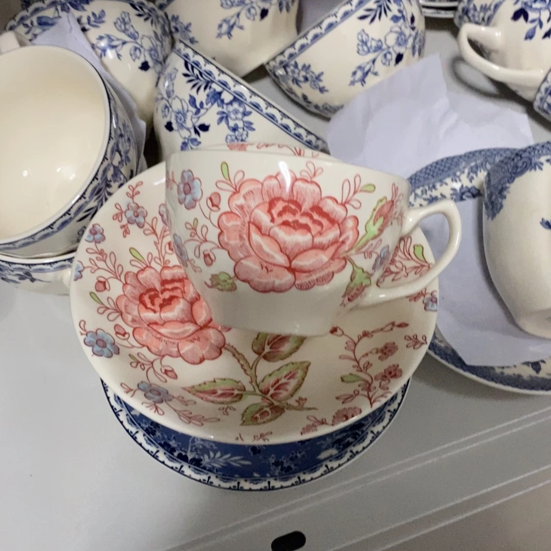 瓷微瑕玫瑰咖啡杯碟