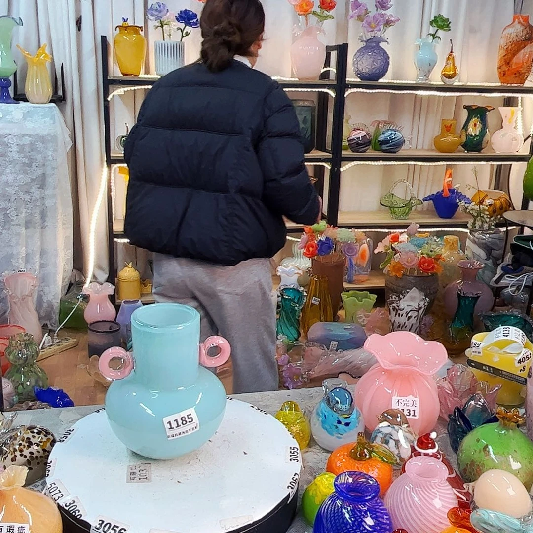 家悦美居琉璃花瓶摆件不完美