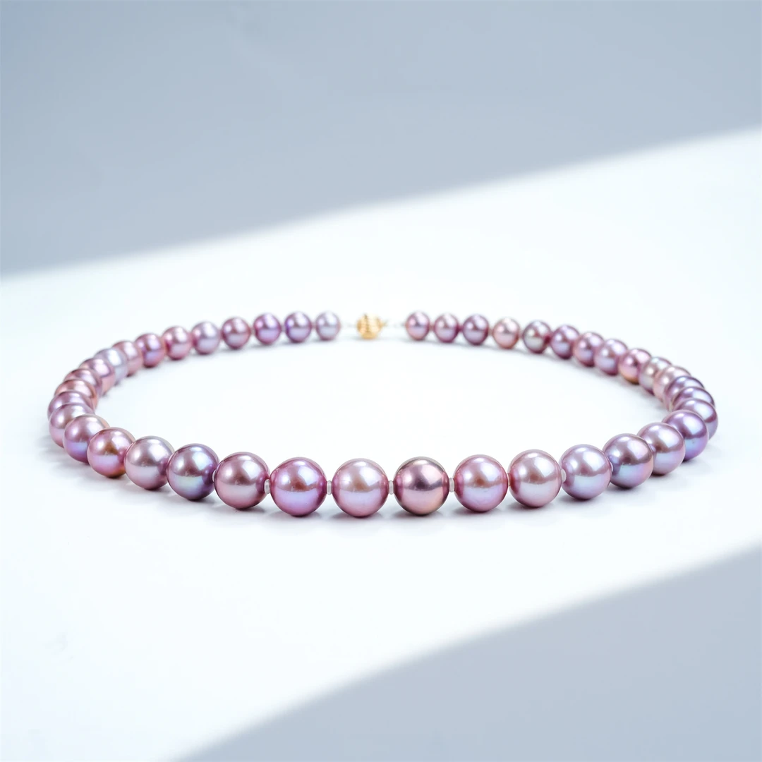 10-11mm遐彩YA526 14K金淡水珍珠项链粉紫色多样性发货45cm