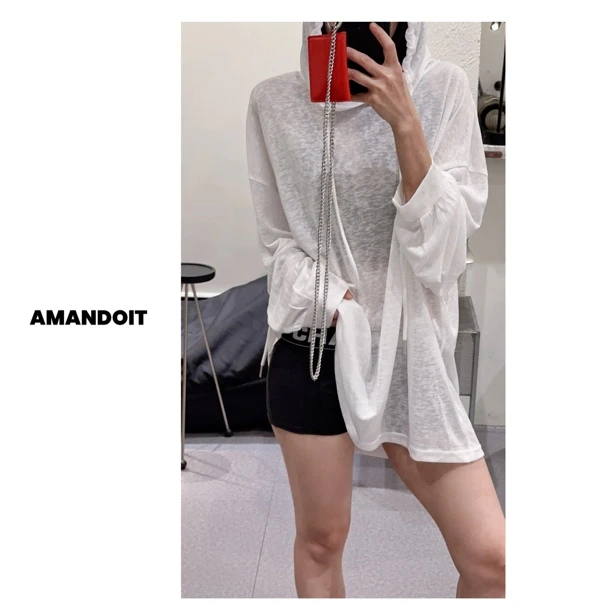 4257丨初恋风带帽防晒长袖人物慵懒风T恤