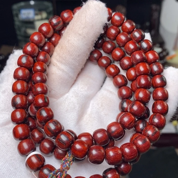 小叶紫檀手串/手链原汁原味8.5/9.3老型 琴料芝麻点火焰纹 泥料