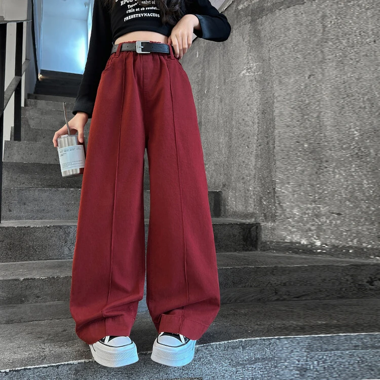 女童裤子阔腿裤春秋季2025新款中大儿童洋气直筒裤女孩休闲裤子潮