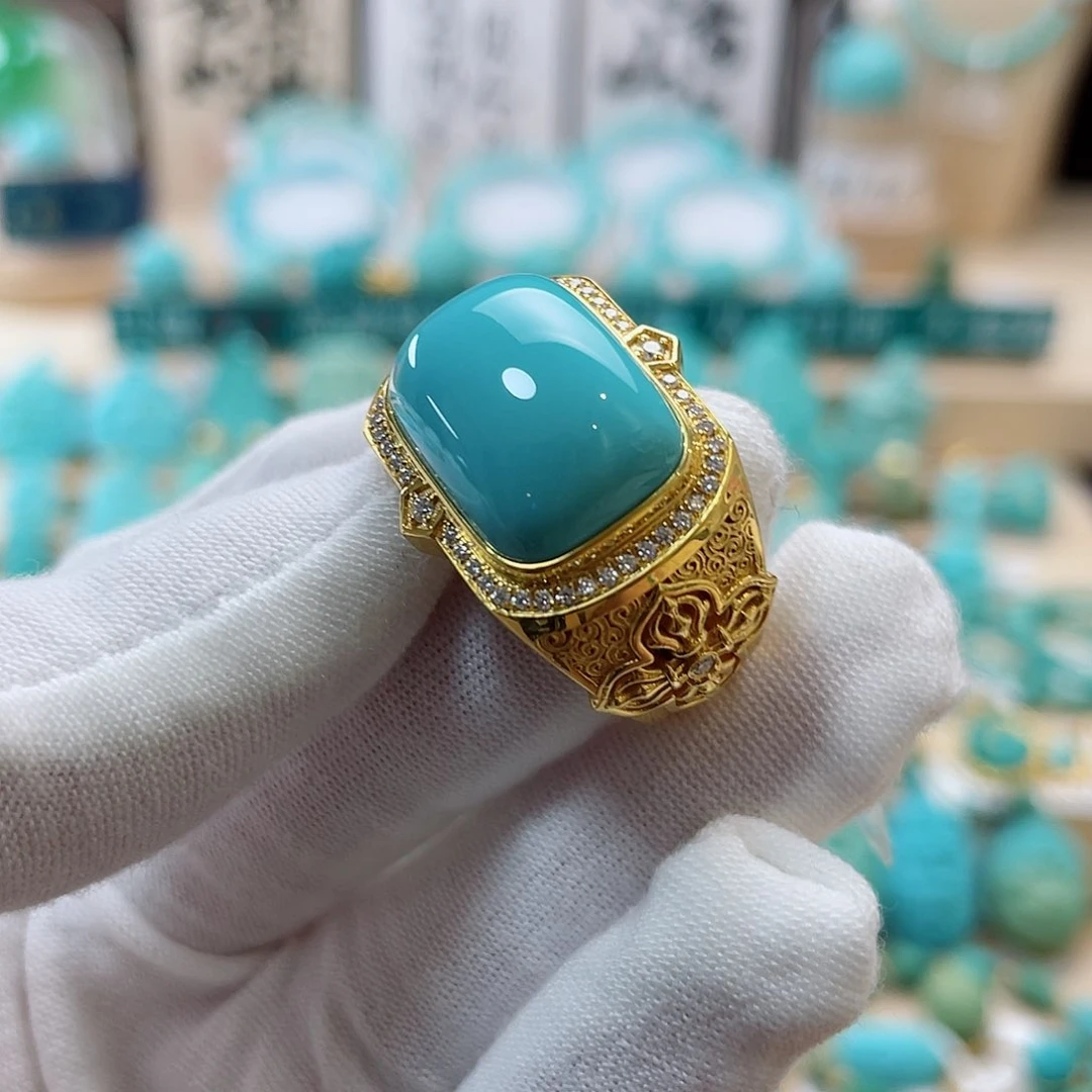 绿松石珠宝奇石18K金镶嵌