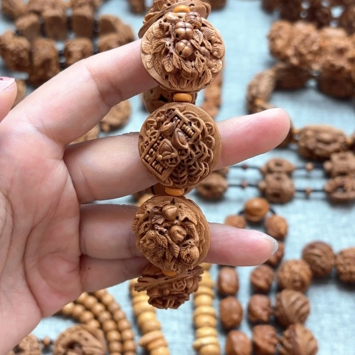 核桃手串/手链桃核雕刻吉祥八宝手串