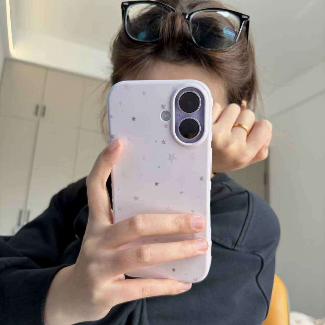 欧克里里紫星星适用苹果17/16promax糯米手机壳15/14/13肤感12/11