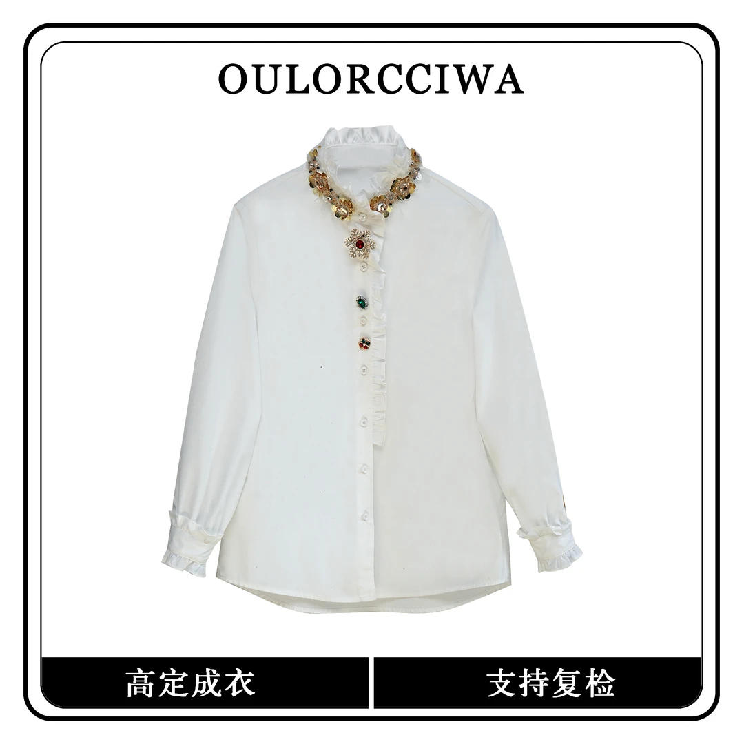 【心蕊】早春新款法式设计感蕾丝上衣修身显瘦打底小衫女OLQW-900