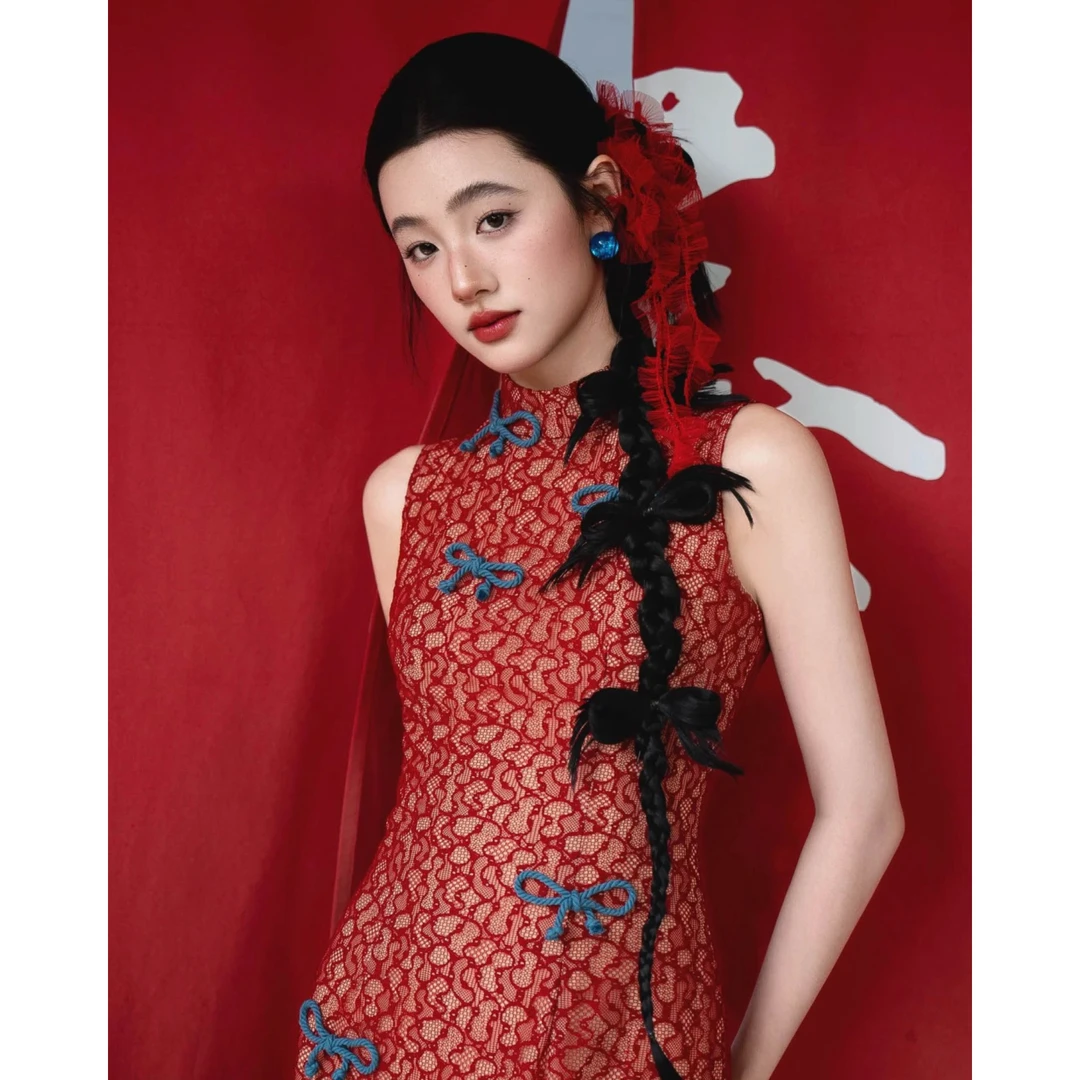 南一｜新中式新娘 俏皮感蕾丝旗袍配饰