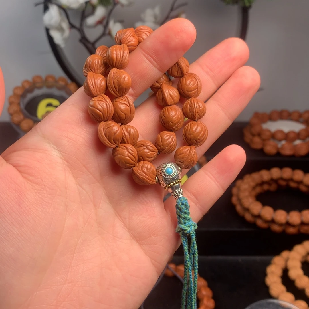 桃核手串龙纹桃核10无修玉龙脊26颗