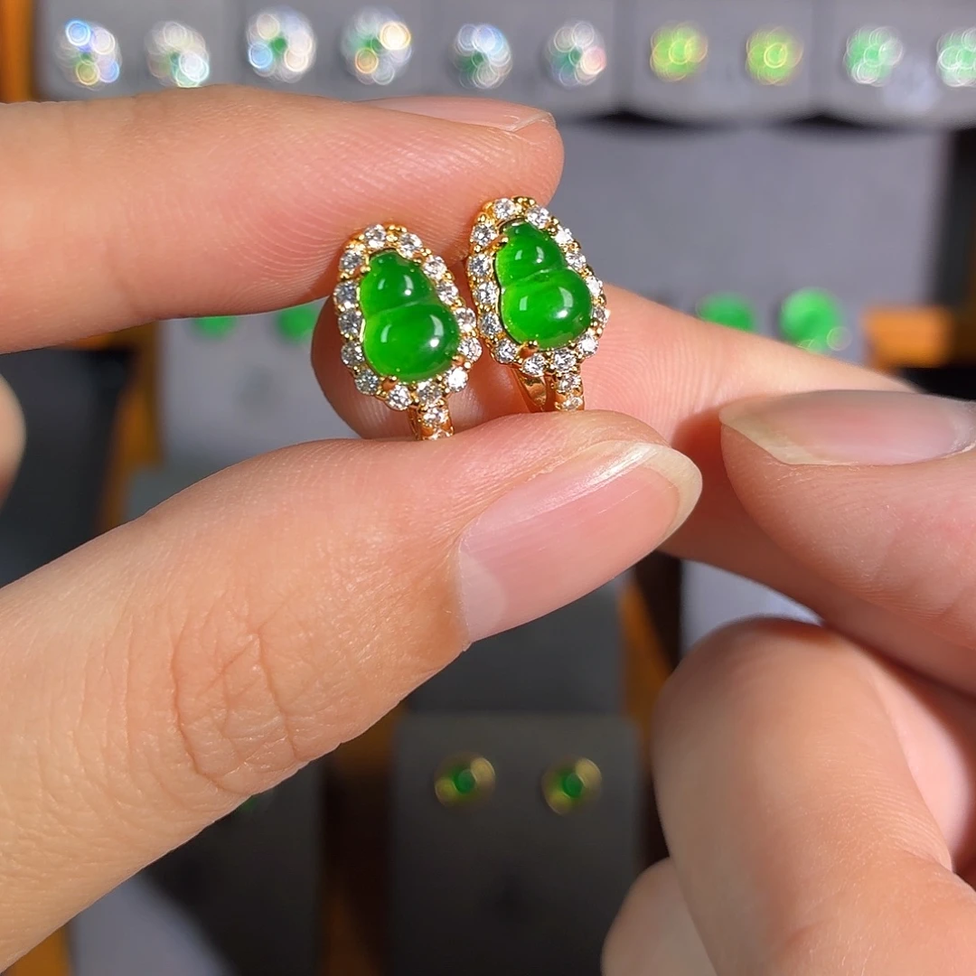 翡翠银S925镶嵌耳饰耳饰