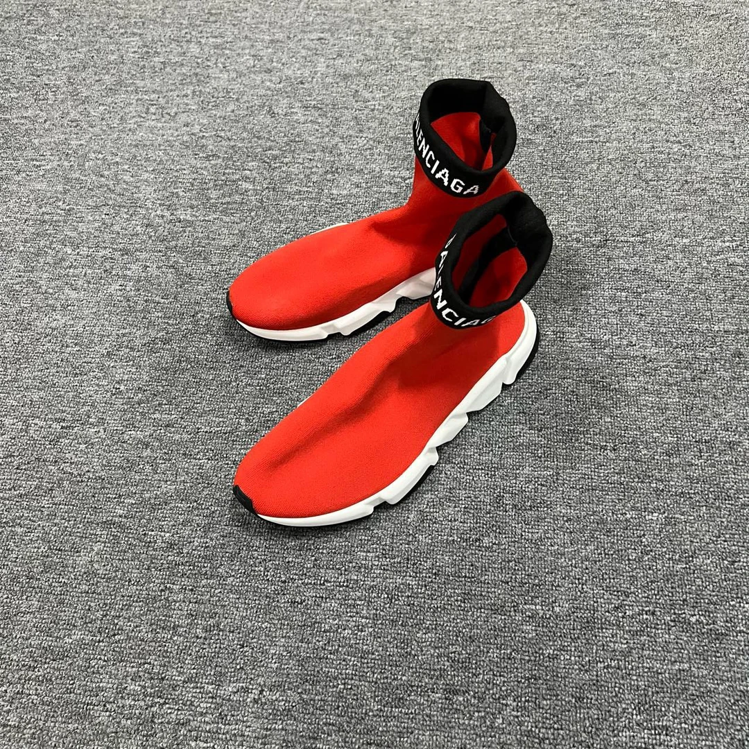 99新 Balenciaga/巴黎世家 黑红logo刺绣袜子鞋 44码/99新/无配