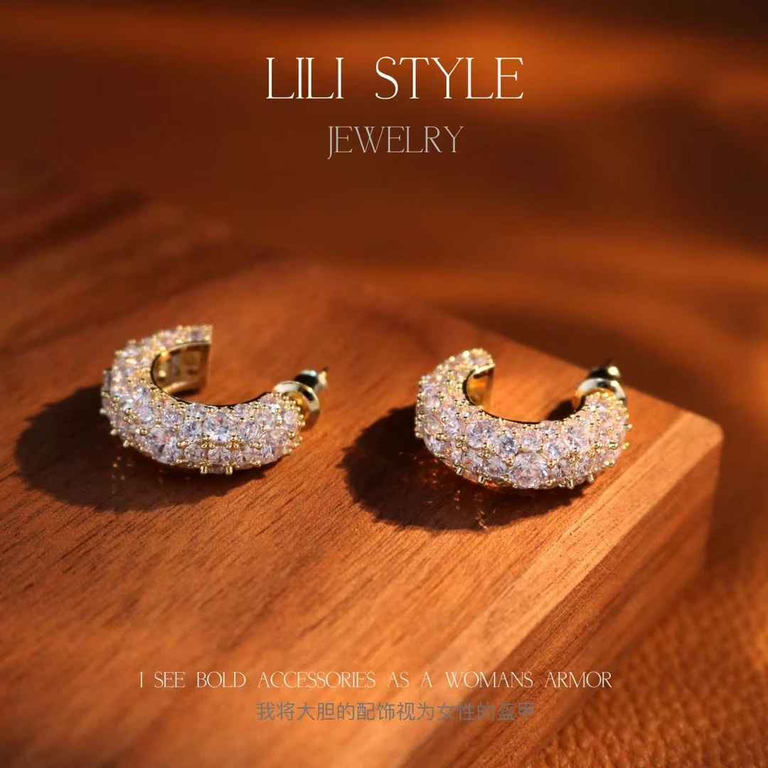 铜合金耳饰 高级小众设计感C型耳环气质时尚简约百搭耳钉K900