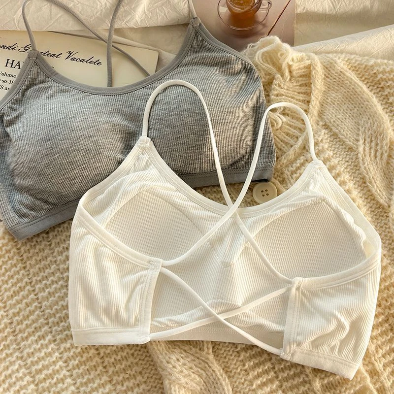 美背运动内衣女大胸显小胸聚拢文胸无钢圈抹胸胸罩薄款防走光裹胸