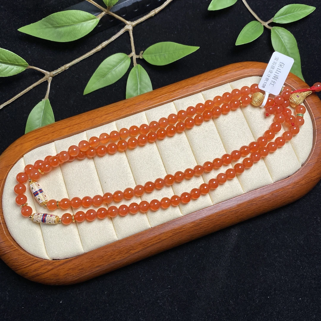 S925保山南红设计款108项链-约6mm-H834A4000-HJCY-多样性发一