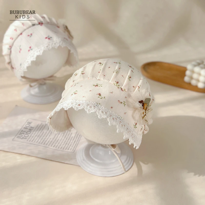 婴儿帽子春秋薄款大帽檐遮阳防晒帽女宝宝夏季宫廷帽新生儿太阳帽