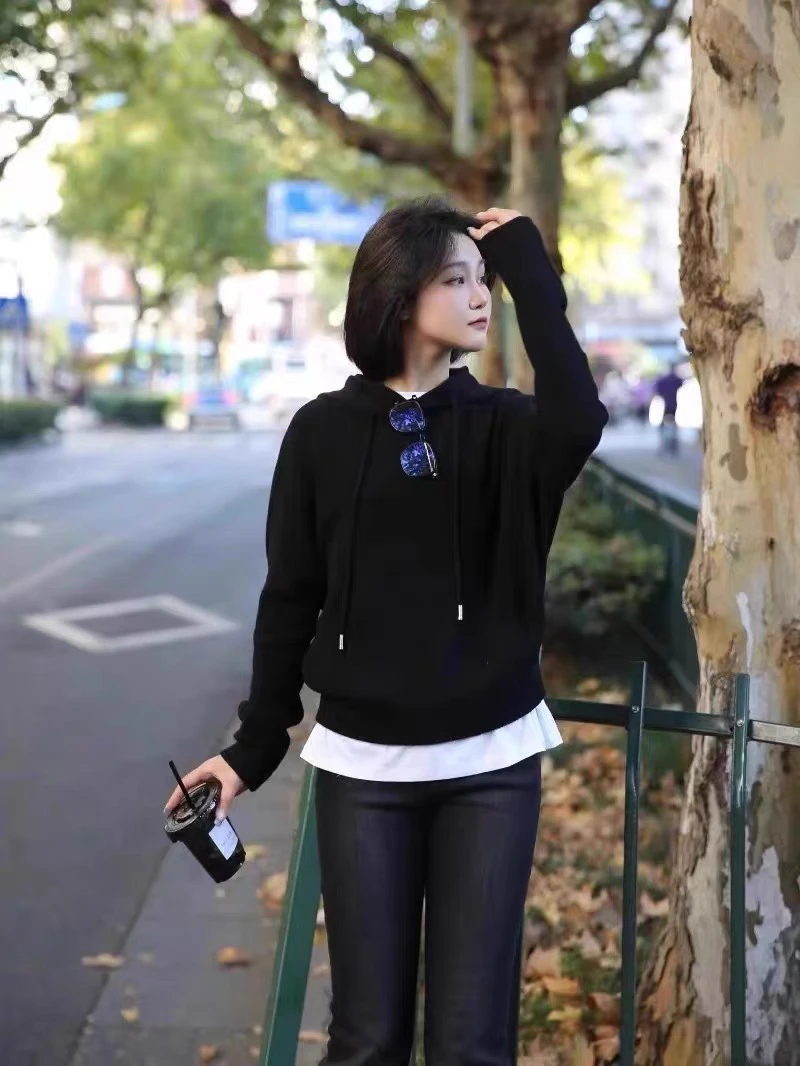 宽松休闲羊毛连帽卫衣针织衫毛衣5399680