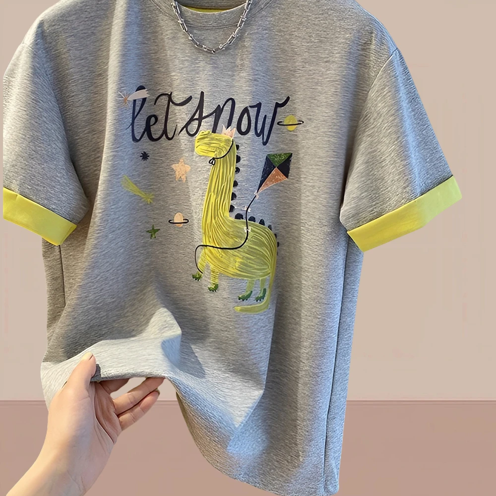 【纯棉】2025夏季小众网红洋气炸街女装卡通印花宽松休闲短袖t恤女