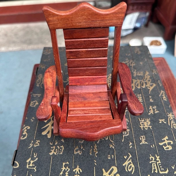 红木缅甸花梨木手机支架创意桌面摆件摆放手机小椅子工艺品紫檀