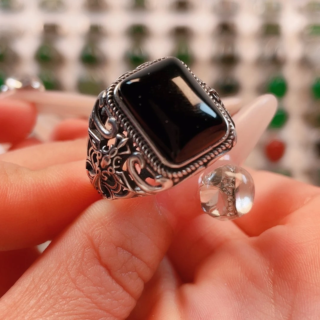 银S925镶嵌戒指玛瑙/玉髓