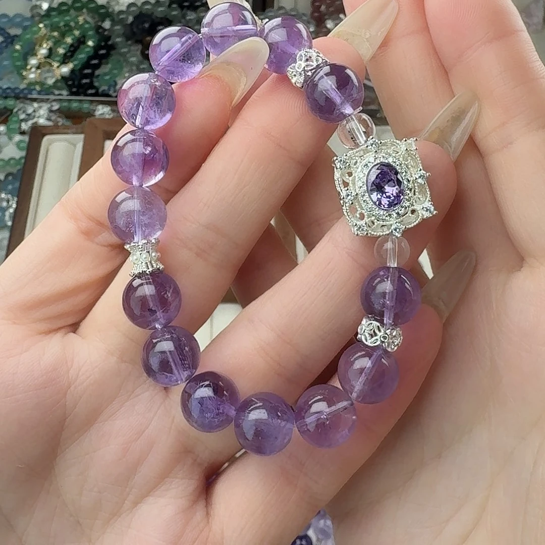 烟晶手链银S925镶嵌好